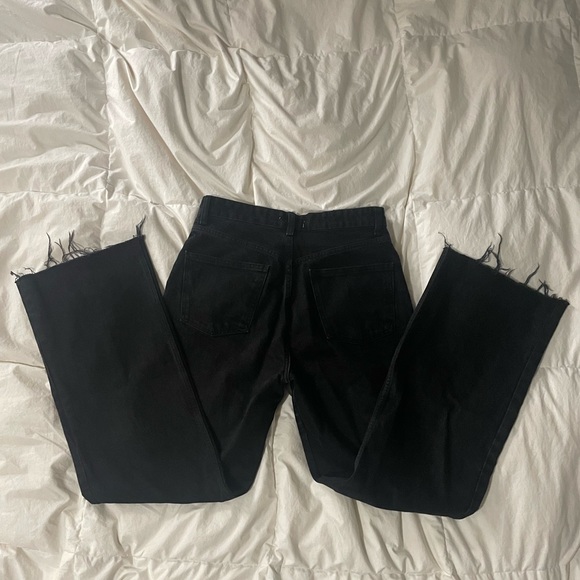Zara Wide Leg Jeans with fray bottom Black US 8 - Picture 13 of 13